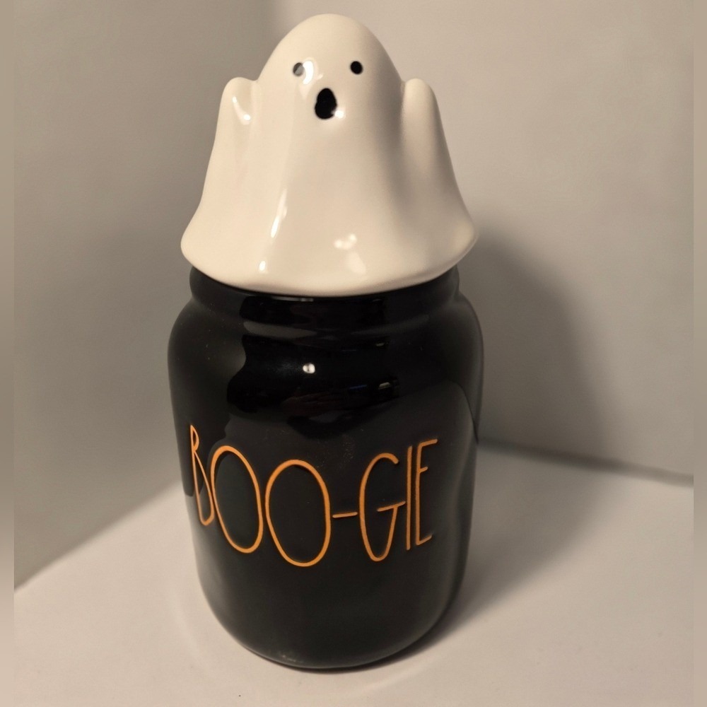 Rae Dunn Black and White Boo-Gie Ghost Jar #2